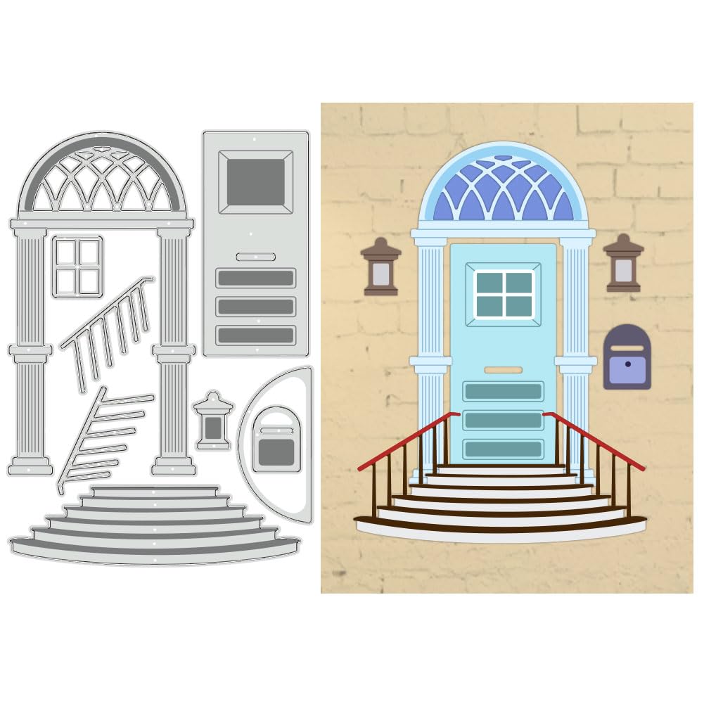 BENECREAT Door Arch Cutting Dies, Door Window Stair Scrapbook Cards Cutting Dies Cut Stencils for DIY Embossing Card Making Decorative Paper Dies Scrapbooking