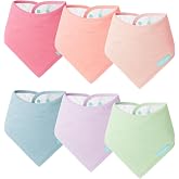 PurComfy SuperSoft Baby Bibs, Premium Bamboo Viscose, 6-Pack | Bandana Drool Bibs, Infant Boys &amp; Girls, Adjustable Snap Bibs