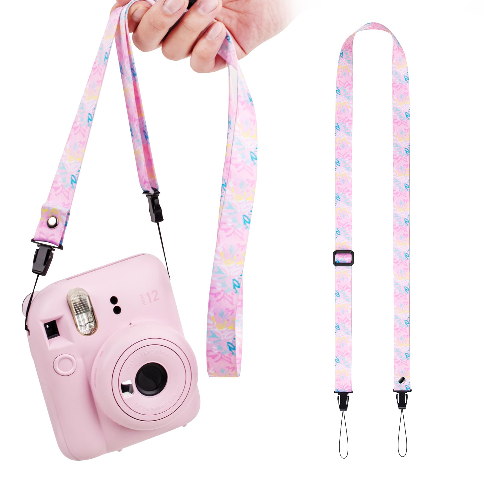 VOVMOEYA Kids Camera Strap, Children Neck Strap, Lanyard Compatible With Fujifilm Instax Mini Sony ZV-E10 ZV-1 ZV-1F Vlogging Canon R50 M50 Nikon DSLR - Pink