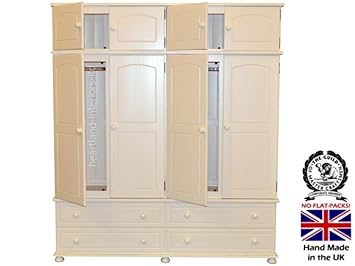 Solid Pine 4 Door 4 Drawer Chelmarsh Quad Wardrobe With Top Boxes