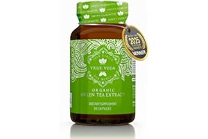 TRUE VEDA Organic Green Tea Extract Capsules – USDA Organic Certified | 60 Green Tea Capsules | Green Tea Pills | EGCG Green Tea Extract | 50% Polyphenols EGCG Supplements