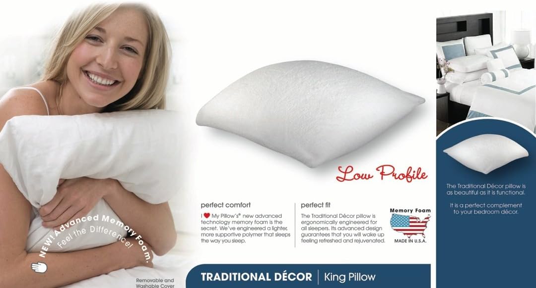 I Love My Pillow King Memory Down Low Profile Supreme - White