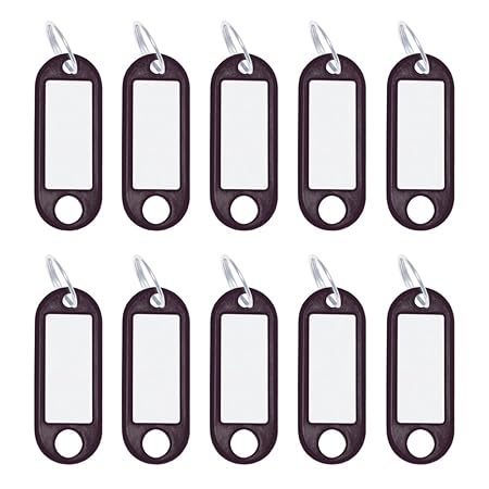 Wedo 262101801 Schlüsselanhänger Kunststoff (mit Ring, auswechselbare Etiketten) 10 Stück, schwarz