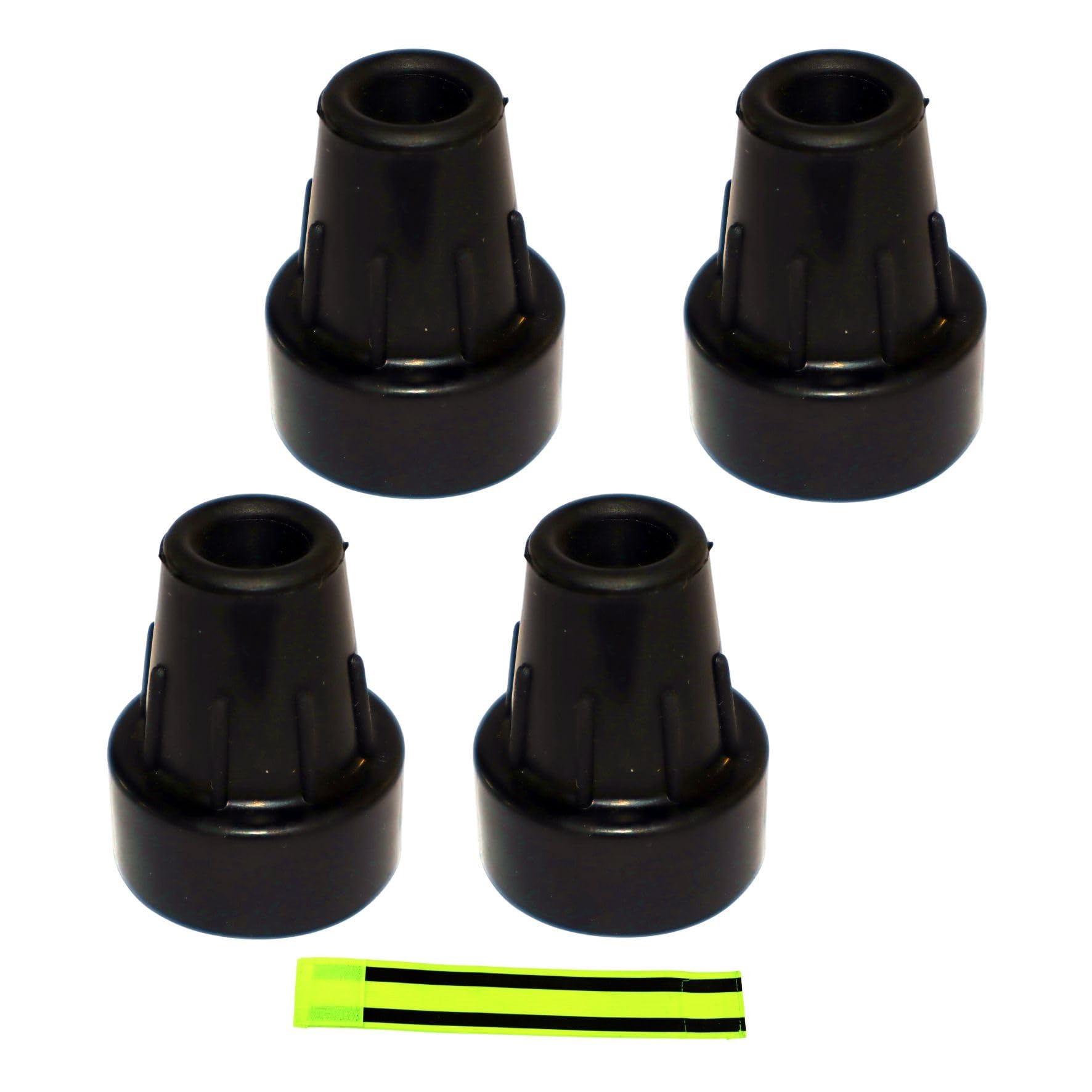 Ossenberg Crutch Capsule 16 mm Black + 1 Piece Olanmarp Velcro Strap with Stripes (4 Pieces Crutch Capsules)