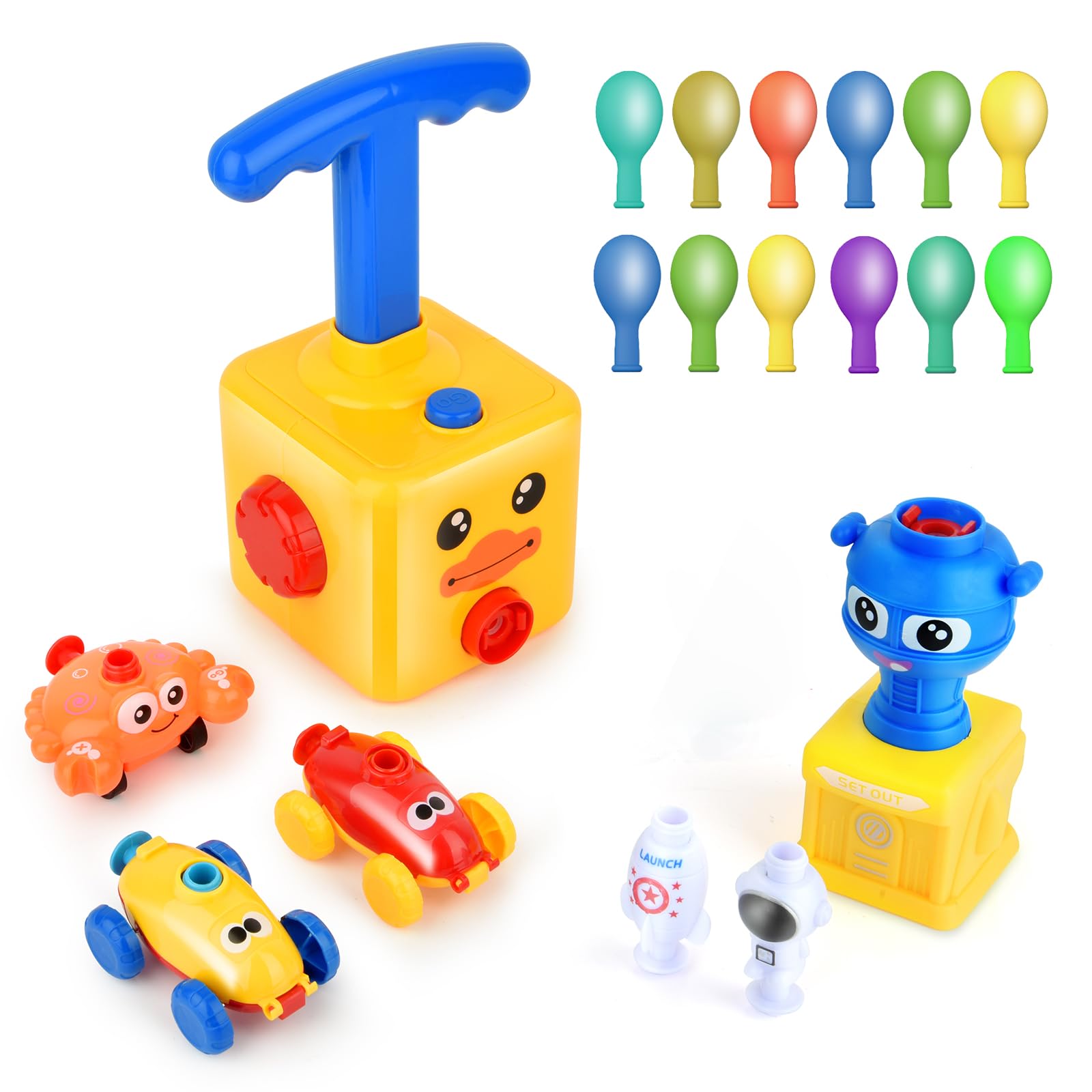Solace Balloon Car Toy Set With Pump - Launcher and Racers, Powered Inflatable Racing Cars for Kids