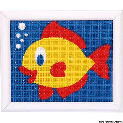 VERVACO Gobelin Stickbilder zum Selbersticken Lernset Nähen Fisch Kreuzstich Stickpackungen Stickset für Anfänger ca. 16 x 12,5 cm Bastelset DIY Sticken Kreatives Geschenk Beginner Cross Stitch