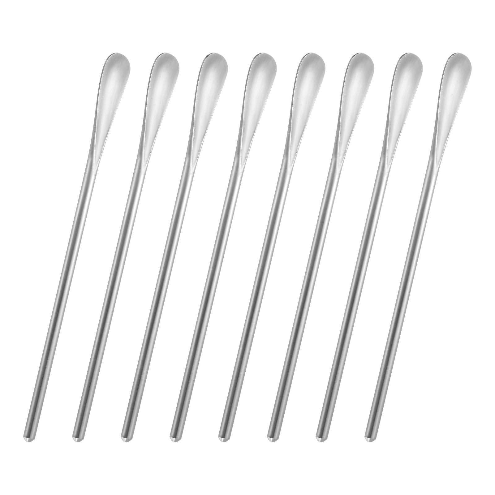Set of 8 Stainless Steel 304 Reusable Mixing Spoons - 15.8 cm, Ideal for Stirring Coffee, Cocktails, Milk, Ice Cream, Juice, and Other Beverages - Perfect for Kitchen, Bar, and Party Use