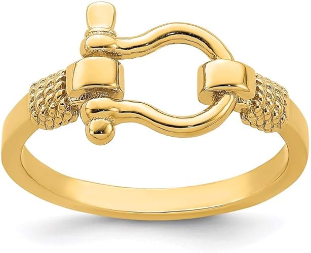 14ct Yellow Gold Shackle with Rope Edge Ring Amazon.co.uk Jewellery