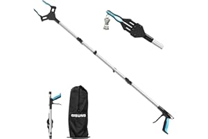 Reacher Grabber Tool Heavy Duty, Gisung 44 Inch Foldable Grabbers for Elderly with Upgraded Rotating Anti-Slip Jaw & Strong Magnetic Tip, Sturdy Reaching Assist Tool for Trash Pickup, Arm Extension