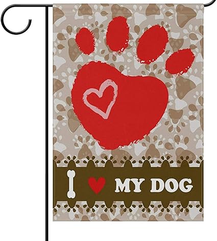 Jiaxingdalin Willkommen Paws Dog Garden Flags Lustiges Welpen Haustier Ich Liebe Meinen Hund Red Heart Paw Garden Yard Outdoor Flag Banner Fur Partys Amazon De Garten