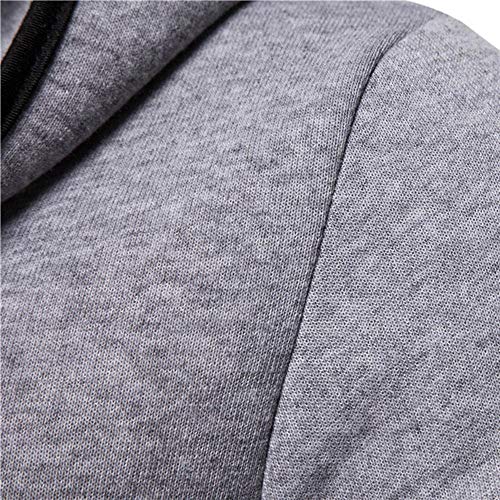 Fashion Hooded Solid Trench Coat Jacket Cardigan Mens Long Sleeve Outwear Blouse Gray - Thumbnail 3