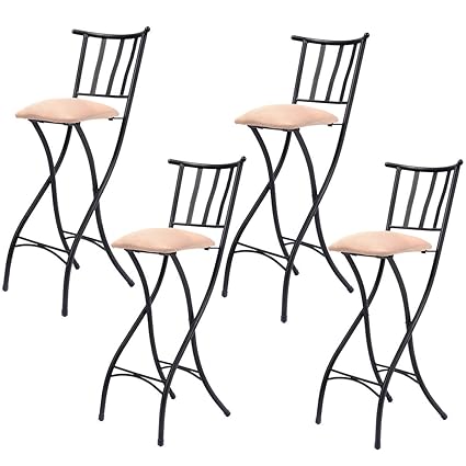 Costway Set Of 4 Folding Bar Stools Counter Height Bistro Dining Kitchen Pub Chair Height From Ground To Seat 28 3