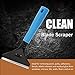 TecUnite Long Handle Blade Scraper 4 inch Multipurpose Blade Metal Utility Scraper with 10 Pieces Stainless Steel Blades