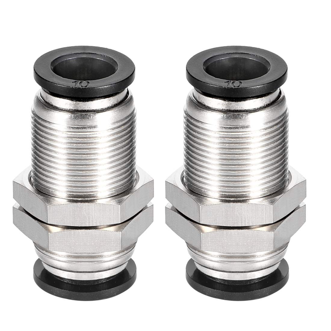sourcing map Straight Pneumatic Push to Quick Connect Fittings Bulkhead Union 10mm Tube OD X 10mm Tube OD 2pcs