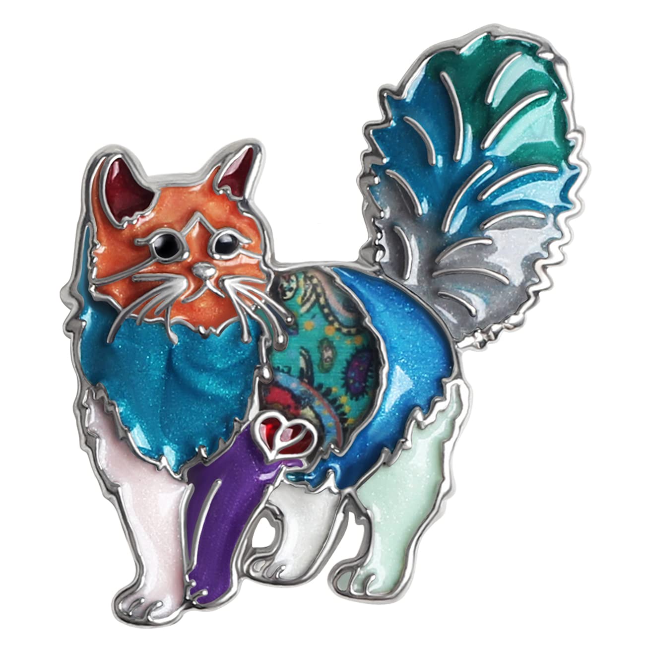BONSNY Enamel Alloy Cute Cat Brooch Pet Pins Jewellery for Women Girls Clothing Scarf Accessories Gift (Multi)