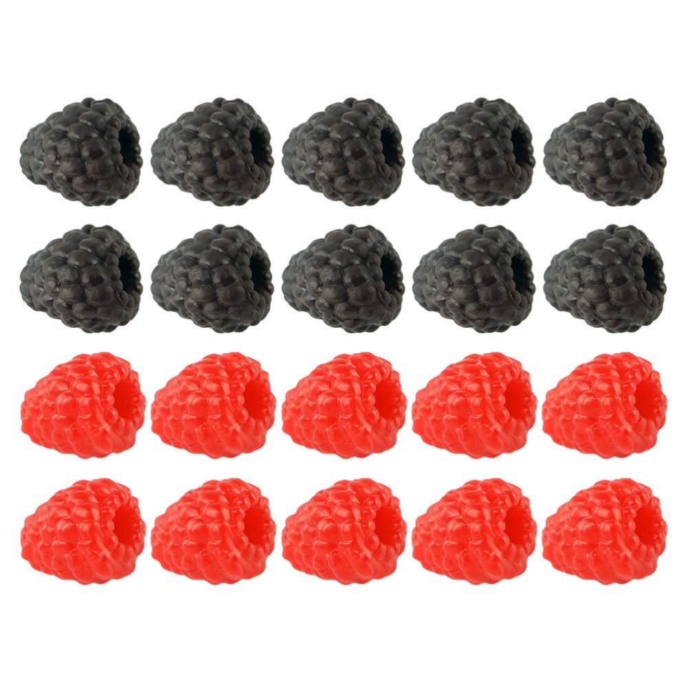 VOSAREA 20pcs Artificial Fruits Realistic Fake Raspberry Lifelike Simulation Fruit Props Decorative Plastic Fruits Ornament for Photo Props Home Kitchen Table Decor