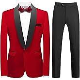 Mens Velvet Suits Slim Fit 2 Piece Tuxedo Suit for Men Solid One Button Shawl Lapel Blazer Jacket & Pants Set for Wedding