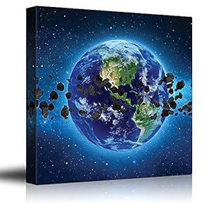 Rocks Floating Around Planet Earth from Outerspace - Canvas Art Home Art - 12x12 inches