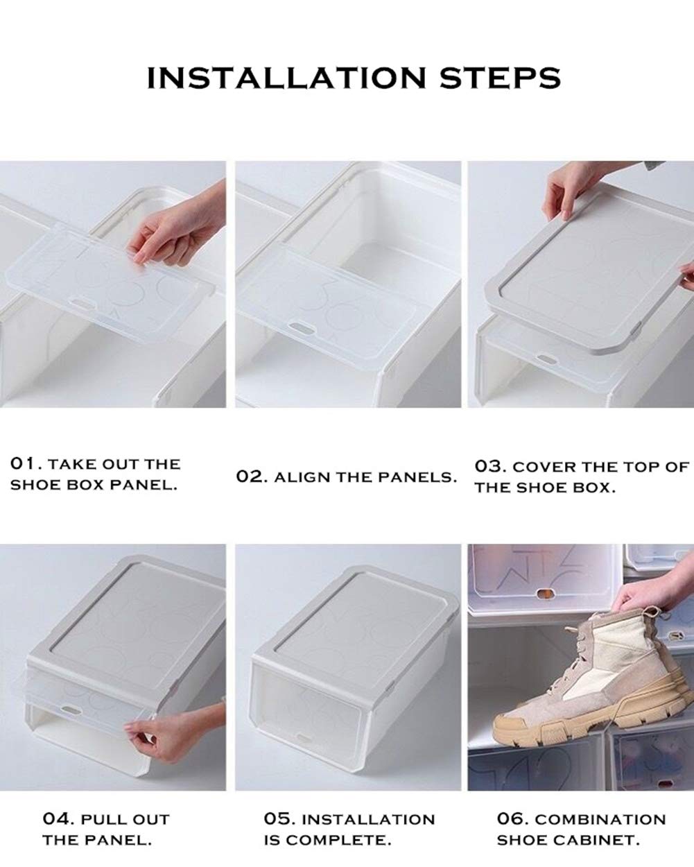 FLM Cajas de Almacenaje Plegable Juego de 6 Cajas de Zapatos