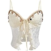 Milumia Women's Y2K Tie Front Asymmetrical Ruffle Crop Tops Going Out Tops Cowgirl Concert Outfits