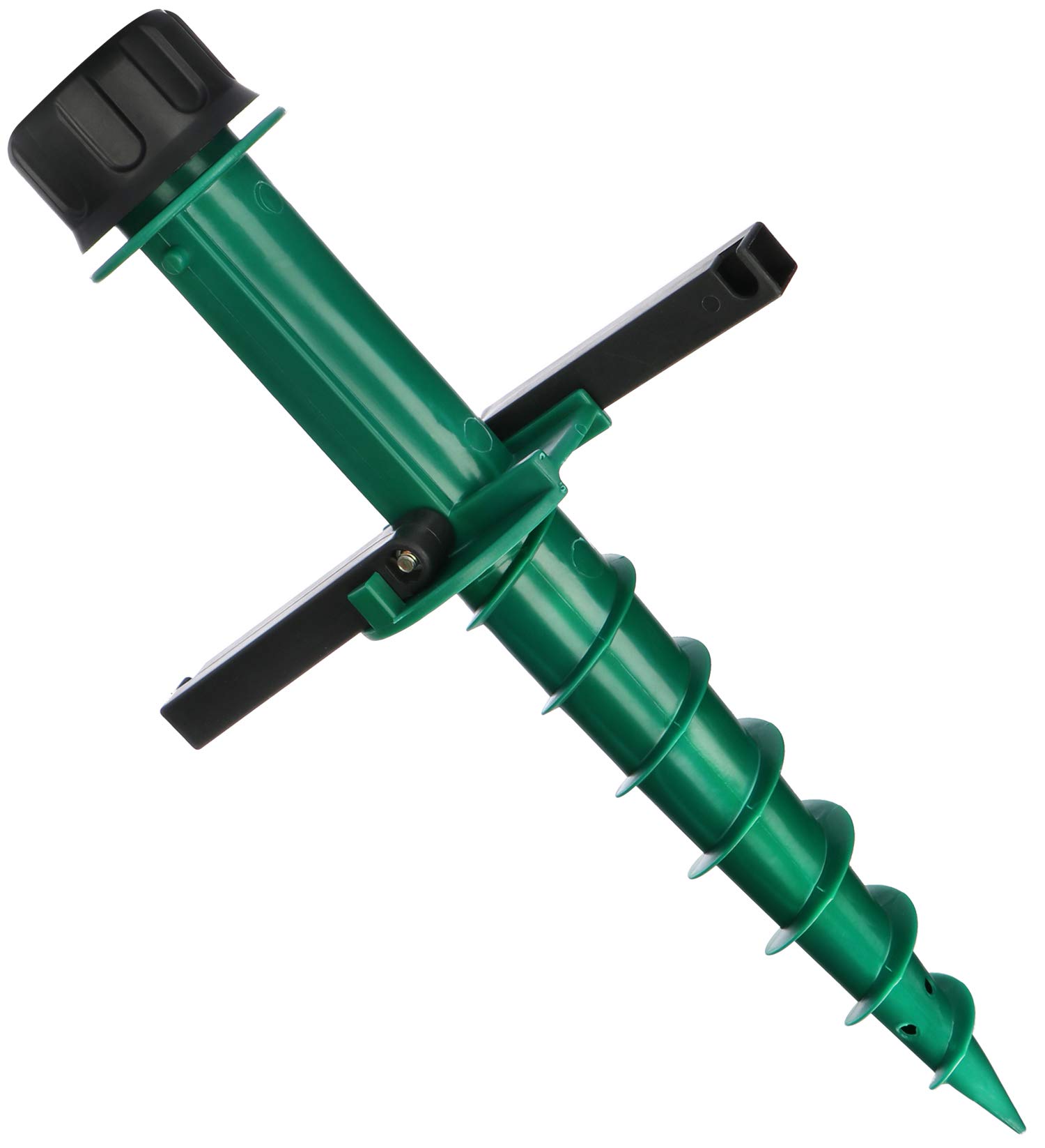 com-four® parasol holder for screwing in - ground sleeve for the garden - base for umbrellas - earth spike - light plastic umbrella stand (green)