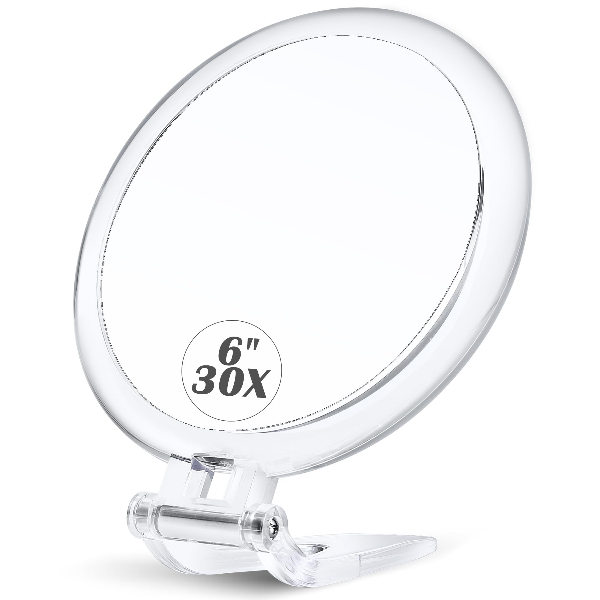 Magnifying Mirror,30X Hand Mirror with Handle,Travel Magnifying Mirror with Double-Sided 1X/30X Magnification,6 in Handheld Magnifying Mirror,Foldable Makeup Mirrors as a Gift for Parents