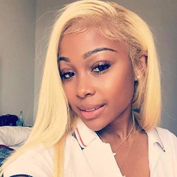 Amazon Com 613 Lace Front Human Hair Wigs Honey Blonde Silky