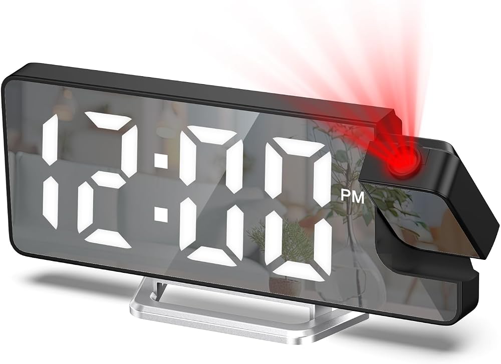 Ankilo Projection Alarm Clock Bedroom Ceiling Large LED Display Temperature