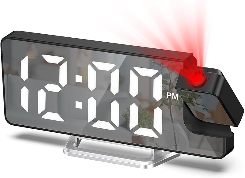 Ankilo Projection Alarm Clock Bedroom Ceiling Large LED Display Temperature