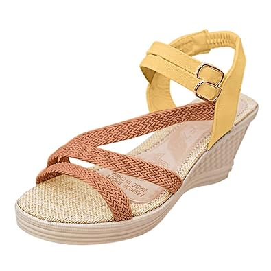 Damenmode Sandalen Casual Römische Sandalen Solide Schnalle Plattform High Heel Schuhe Keile