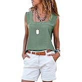 miduo Womens Square Neck Tank Tops Casual Loose Fit Tanks Sleeveless Shirts Blouses