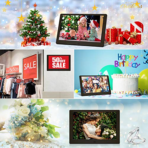 Digital Photo Frame, 10 inch Digital Picture Frame HD 1920x1080 16: 10 Full IPS Display Photo/Music/Video/Calendar, Auto On/Off Timer, Background Music Support 32GB USB Drives/SD Card,Remote Control