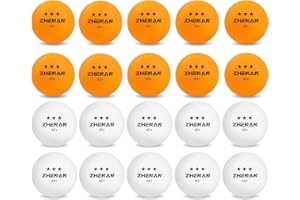 ZHENAN 40+ New Material Ping Pong Balls 20 Pack Multicolor White and Orange Advanced Table Tennis Balls 3 Star Training & Practice Ping Pong Ball，Competition and Recreational Play, Games, DIY