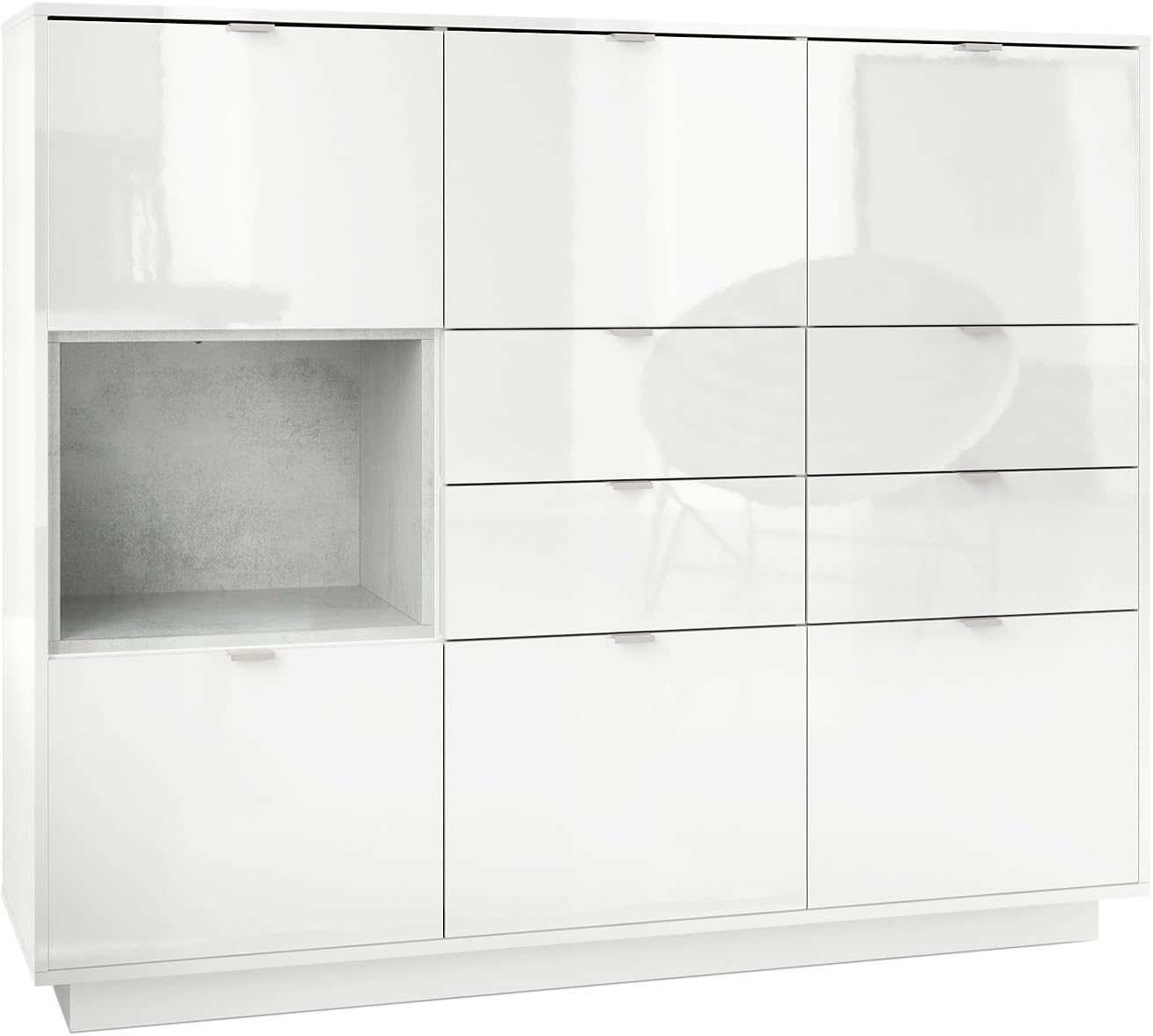 Vladon Buffet Haut Armoire Metro V2, Corps en Blanc Haute Brillance