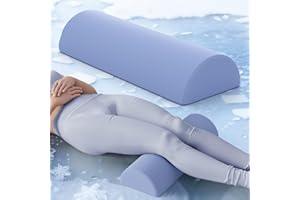 FORCANBY Half Moon Pillow, Knee Pillow for Back Sleeping, Memory Foam Bolster Pillow for Legs, Under Knee Pillow for Sleeping on Back, Leg Pillow for Back & Hip Pain Relief for Side Sleepers (Misty Blue)