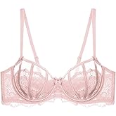 Women's Lace Balconette Bra Underwire Non-Padded Soft Cup Comfort Everyday Bras
