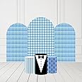 JINGHONGFANG Blue Necktie Arch Backdrop Covers for Boys Bow Boss Birthday Party Decorations 4X7ft Arched Background Stand Fabric Cover Baby Shower Festa Parties