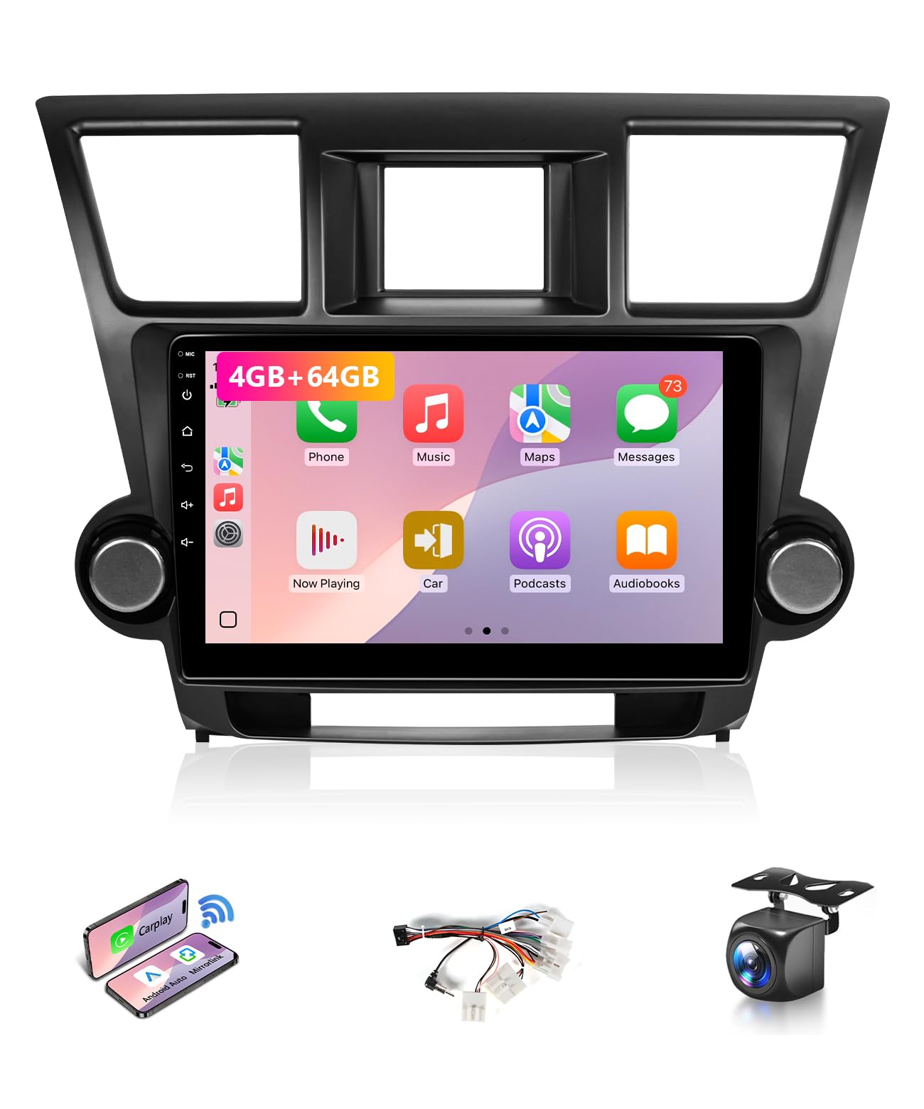 Photo 1 of XGU 4G+64G Car Stereo for Toyota Highlander 2008 to 2013 Radio Apple CarPlay Android Auto,10.1IN Touch Screen for Highlander Car Play GPS Navigation/5G WiFi/FM RDS/EQ DSP/SWC/Backup Camera, Fit J.B.L