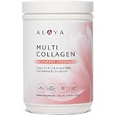 Alaya Multi Collagen Powder - Type I, II, III, V, X Hydrolyzed Collagen Peptides Protein Powder Supplement with MSM + GC (Raspberry Lemonade)