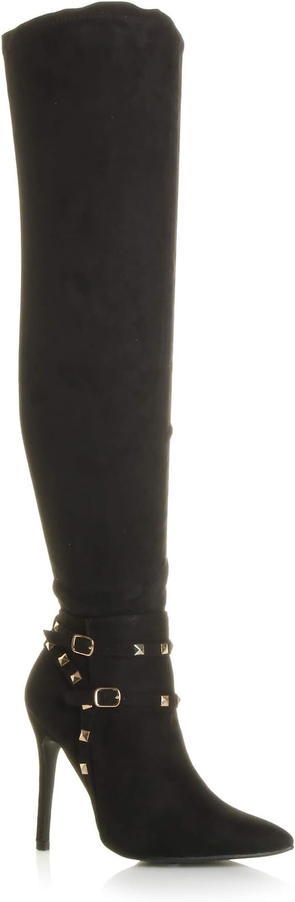 Womens Ladies high Heel Studded Over The Knee Pointed Thigh Boots Size 5 38