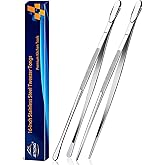 JETKONG 2 Pcs 16-Inch Kitchen Tweezers Extra Long Tweezer Tongs, Heavy Duty Stainless Steel Cooking Tweezers (Silver)