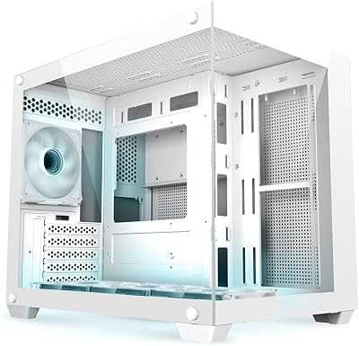 SaharaGaming M808W White Mini-ITX M-ATX Gaming Case 4x ARGB PWM Fans Tempered