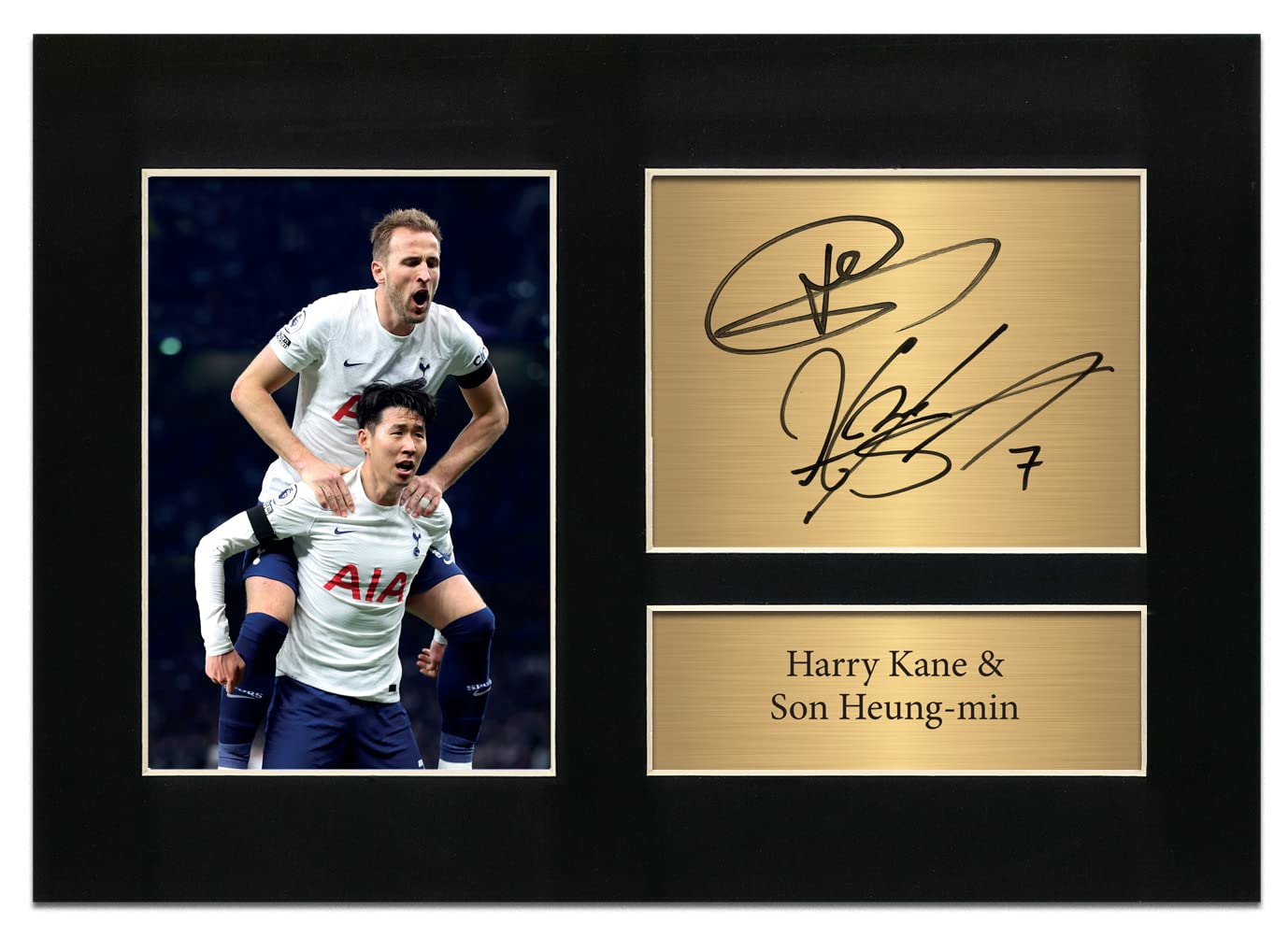 Zulu Image Harry Kane & Son Heung-min Tottenham Hotspurs Spurs Signed Gift A4 Printed Autograph Photo Reproduction Print Picture Display No102, Black