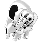 MiiFort Elephant Family Lucky Charm Compatible with Pandora Bracelets Lucky Animal Dad Mom