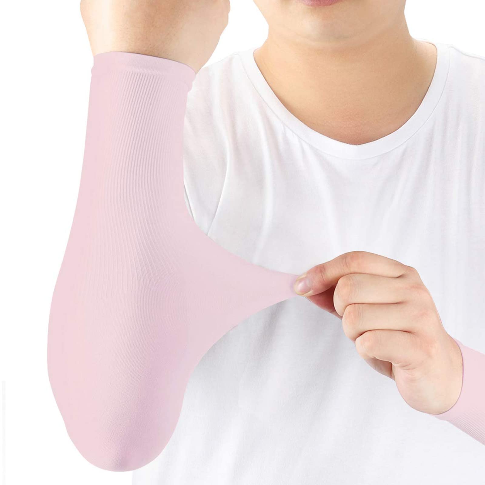 Arm Sleeves UV Protection,Arm Warmers Support Stretchy Anti-slip,Compression Sleeves to Cover Arms Womens Mens Youth for Covering Tattoo Basketball Running Cycling Gardening Outdoor (Pink,1 Pair)