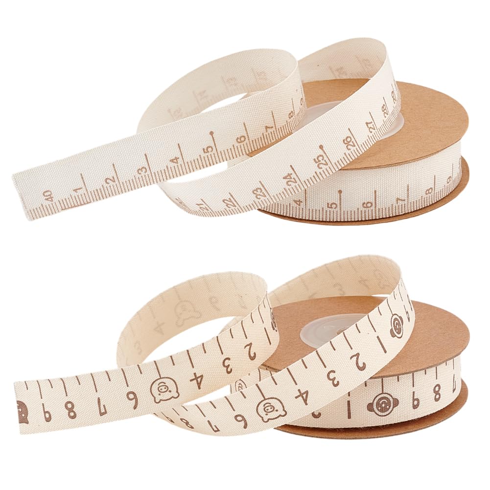 PH PandaHall 9m/ 9.8 Yards Measuring Tape Ribbon Cotton Ribbon with Scale 2 Rolls 15mm Seamstress Tape Cloth Tape Measure Ruler Ribbon for Sewing Lose Weight Body Waist Circumference Tailor Craftsmen