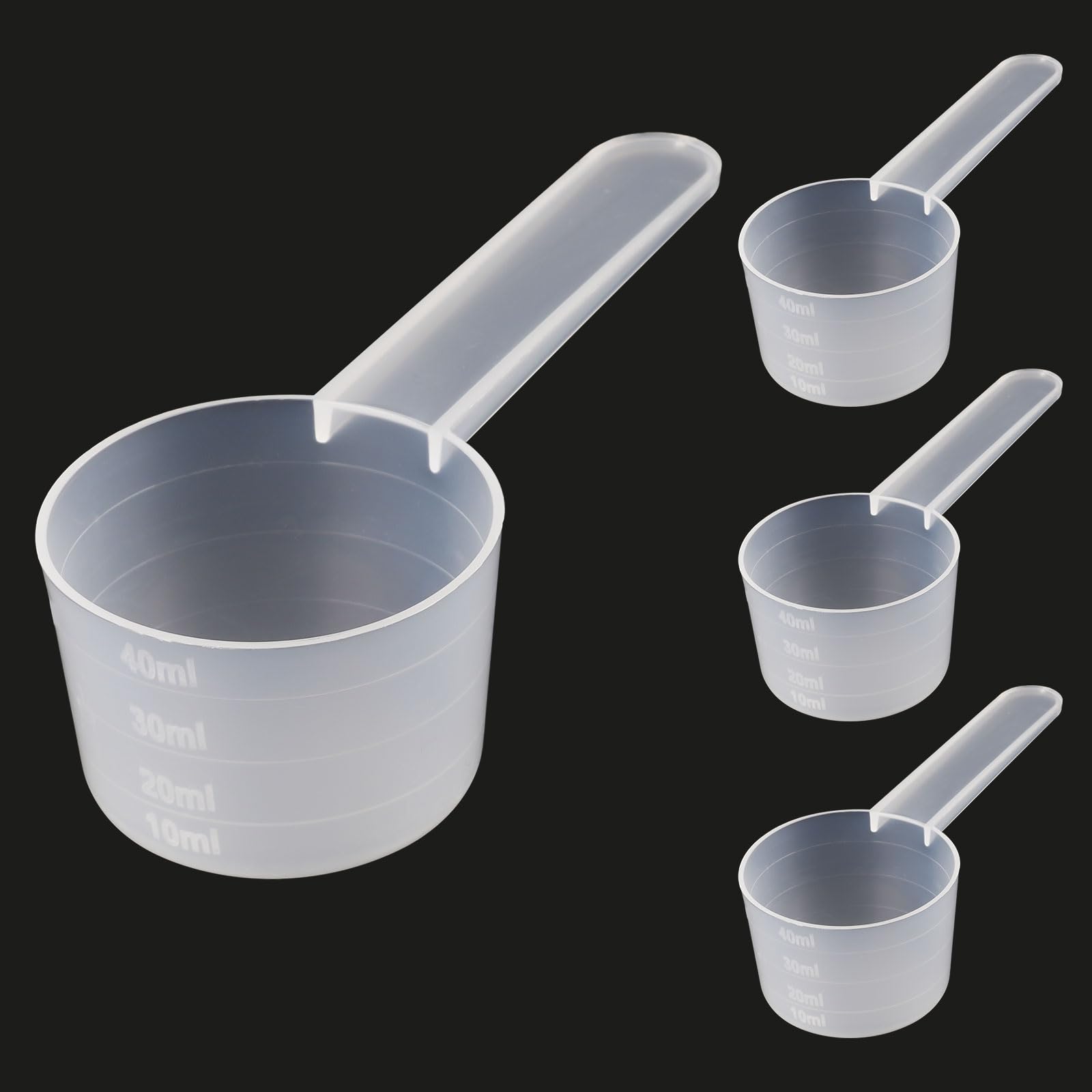 Measuring Scoop Set for Powder, Protein, Creatine, Liquids - 4 Pcs (10ml, 20ml, 30ml, 40ml) - Kitchen and Fitness Use