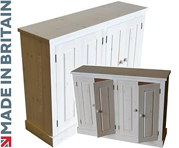 Solid Pine Cupboard Low 4ft Wide Handcrafted Waxed School Shoe