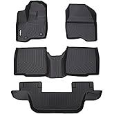 Wailtnb-Floor Mats Custom for Ford Explorer 2011-2014 7 Passenger Models Bench Seat All Weather Protection Waterproof Non-Slip Durable Floor Liners Fits Front& 2nd&3rd Row Accessories Black