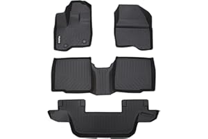 Wailtnb Floor Mats Custom for Ford Explorer 2011-2014 7 Passenger Models Bench Seat All Weather Protection TPE Waterproof Non-Slip Durable Floor Liners Fits Front& 2nd&3rd Row Accessories Black
